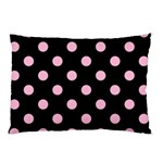 Polka Dots - Cotton Candy Pink on Black Pillow Case (One Side)