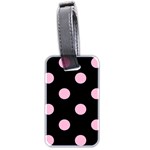 Polka Dots - Cotton Candy Pink on Black Luggage Tag (Two Sides)