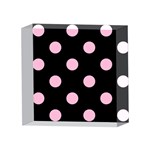 Polka Dots - Cotton Candy Pink on Black 4 x 4  Acrylic Photo Block