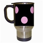 Polka Dots - Cotton Candy Pink on Black Travel Mug (Black)