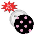 Polka Dots - Cotton Candy Pink on Black 1.75  Button (100 pack)