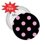 Polka Dots - Cotton Candy Pink on Black 2.25  Button (10 pack)