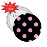 Polka Dots - Cotton Candy Pink on Black 2.25  Button (100 pack)