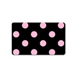 Polka Dots - Cotton Candy Pink on Black Magnet (Name Card)