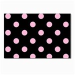 Polka Dots - Cotton Candy Pink on Black Postcard 4 x 6  (Pkg of 10)