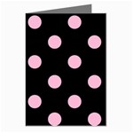 Polka Dots - Cotton Candy Pink on Black Greeting Cards (Pkg of 8)