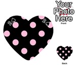 Polka Dots - Cotton Candy Pink on Black Playing Cards 54 (Heart)