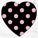 Polka Dots - Cotton Candy Pink on Black Jigsaw Puzzle (Heart)