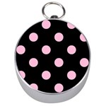 Polka Dots - Cotton Candy Pink on Black Silver Compass