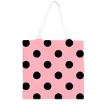 Polka Dots - Black on Light Pink Grocery Light Tote Bag