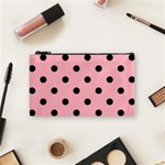Polka Dots - Black on Light Pink Cosmetic Bag (S)