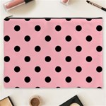 Polka Dots - Black on Light Pink Cosmetic Bag (XXXL)