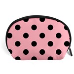 Polka Dots - Black on Light Pink Accessory Pouch (Large)