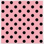 Polka Dots - Black on Light Pink Canvas 12  x 12 