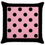 Polka Dots - Black on Light Pink Throw Pillow Case (Black)