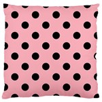 Polka Dots - Black on Light Pink Large Cushion Case (One Side)