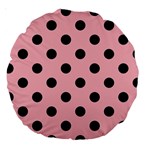 Polka Dots - Black on Light Pink Large 18  Premium Round Cushion