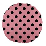 Polka Dots - Black on Light Pink Large 18  Premium Flano Round Cushion