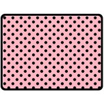 Polka Dots - Black on Light Pink Double Sided Fleece Blanket (Large) (Two Sides)