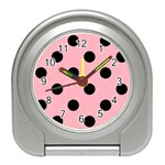 Polka Dots - Black on Light Pink Desk Alarm Clock