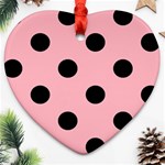 Polka Dots - Black on Light Pink Ornament (Heart)