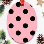 Polka Dots - Black on Light Pink Oval Ornament (Two Sides)