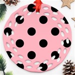 Polka Dots - Black on Light Pink Round Filigree Ornament (Two Sides)