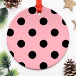 Polka Dots - Black on Light Pink Ornament (Round)