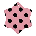 Polka Dots - Black on Light Pink Snowflake Ornament (Two Sides)