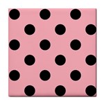 Polka Dots - Black on Light Pink Tile Coaster