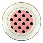 Polka Dots - Black on Light Pink Porcelain Plate
