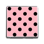 Polka Dots - Black on Light Pink Memory Card Reader (Square)