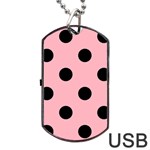 Polka Dots - Black on Light Pink Dog Tag USB Flash (Two Sides)