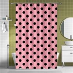 Polka Dots - Black on Light Pink Shower Curtain 48  x 72  (Small)