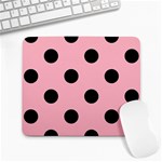 Polka Dots - Black on Light Pink Large Mousepad