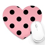 Polka Dots - Black on Light Pink Heart Mousepad
