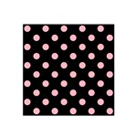 Polka Dots - Light Pink on Black Satin Bandana Scarf