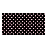 Polka Dots - Light Pink on Black Satin Shawl