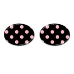 Polka Dots - Light Pink on Black Cufflinks (Oval)