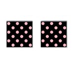 Polka Dots - Light Pink on Black Cufflinks (Square)