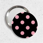 Polka Dots - Light Pink on Black 2.25  Handbag Mirror