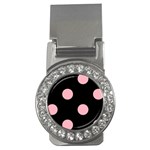Polka Dots - Light Pink on Black Money Clip (CZ)