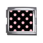 Polka Dots - Light Pink on Black Mega Link Italian Charm (18mm)