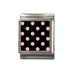 Polka Dots - Light Pink on Black Italian Charm (13mm)