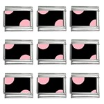 Polka Dots - Light Pink on Black 9mm Italian Charm (9 pack)