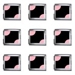 Polka Dots - Light Pink on Black Mega Link Italian Charm (9 pack)
