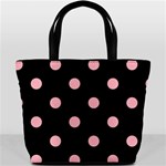 Polka Dots - Light Pink on Black Bucket Bag