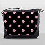 Polka Dots - Light Pink on Black Messenger Bag