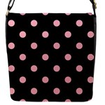 Polka Dots - Light Pink on Black Flap Closure Messenger Bag (S)