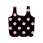 Polka Dots - Light Pink on Black Full Print Recycle Bag (S)